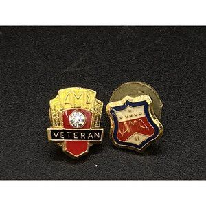 AMA American Motorcycle Association Veteran Faux Diamond & Shield AMA LOT 2 Pins